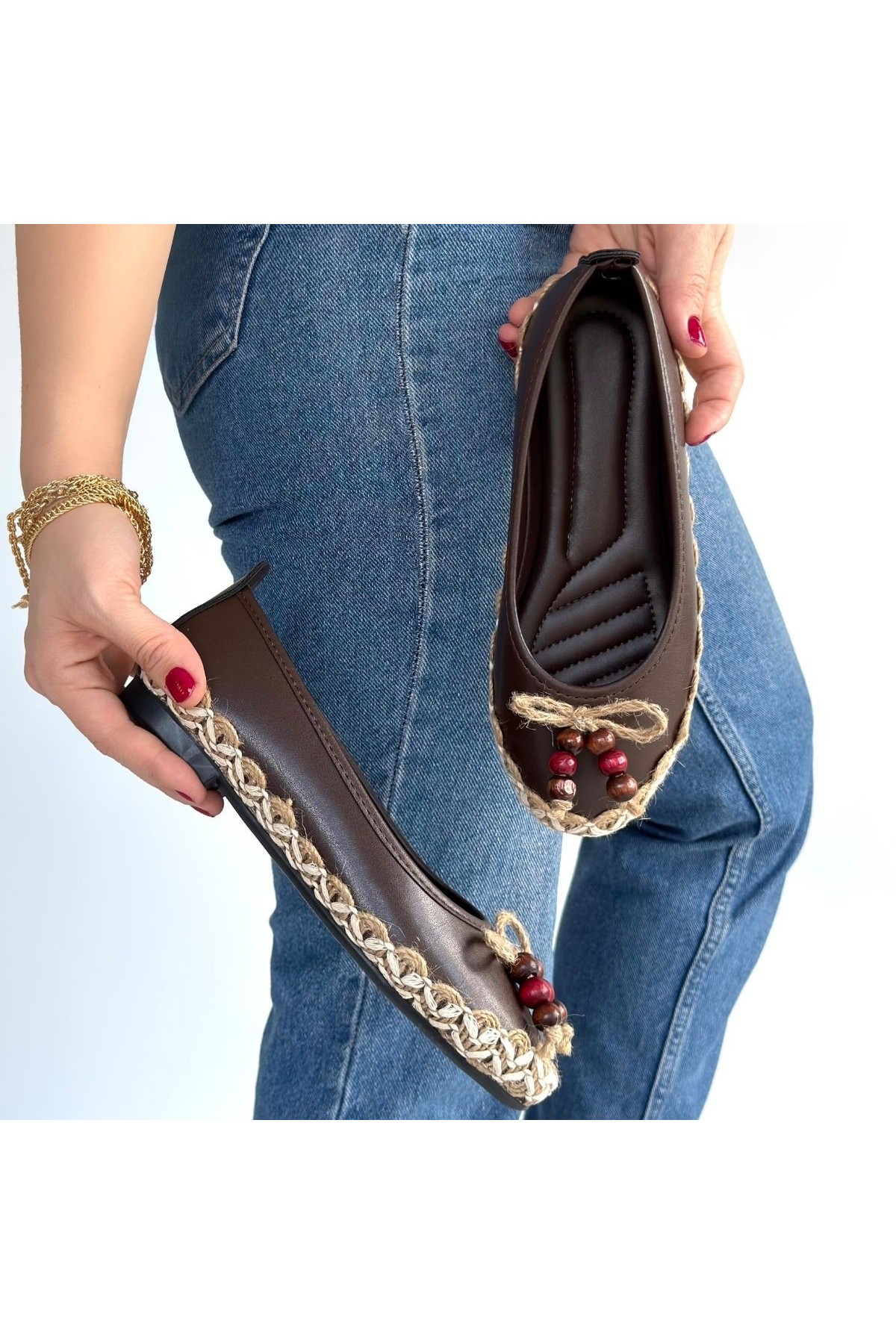 Ilwe Brown Leather Ballet Flats