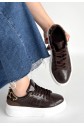 Jetan Brown Patent Leather Lace-up Sneakers