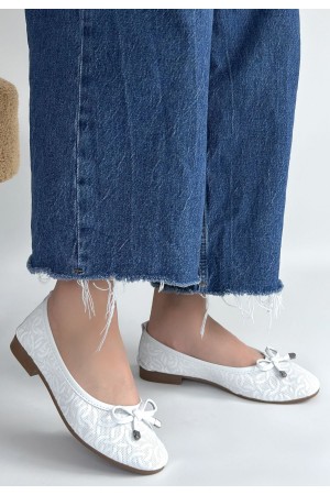 Jnues Beyaz Deri Babet Ayakkabı