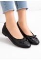 Jnues Black Leather Ballet Flats