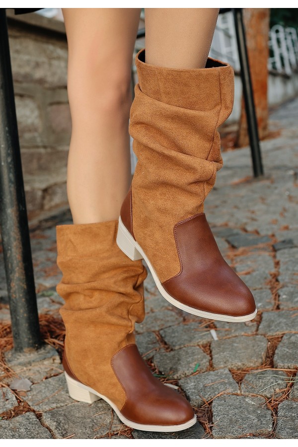 Jolin Tan Suede Detailed Boots