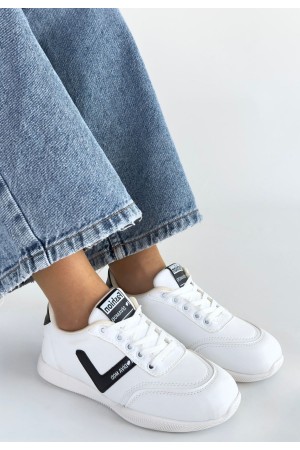 Jowen Beyaz Cilt Siyah Detaylı Bağcıklı Spor Ayakkabı