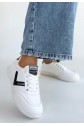 Jowen White Leather Black Detail Lace-up Sneakers