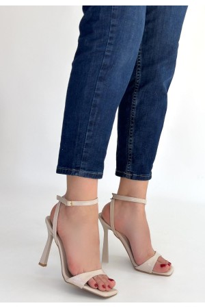 Jowin Bej Rugan Topuklu Bilekten Kemerli Ayakkabı