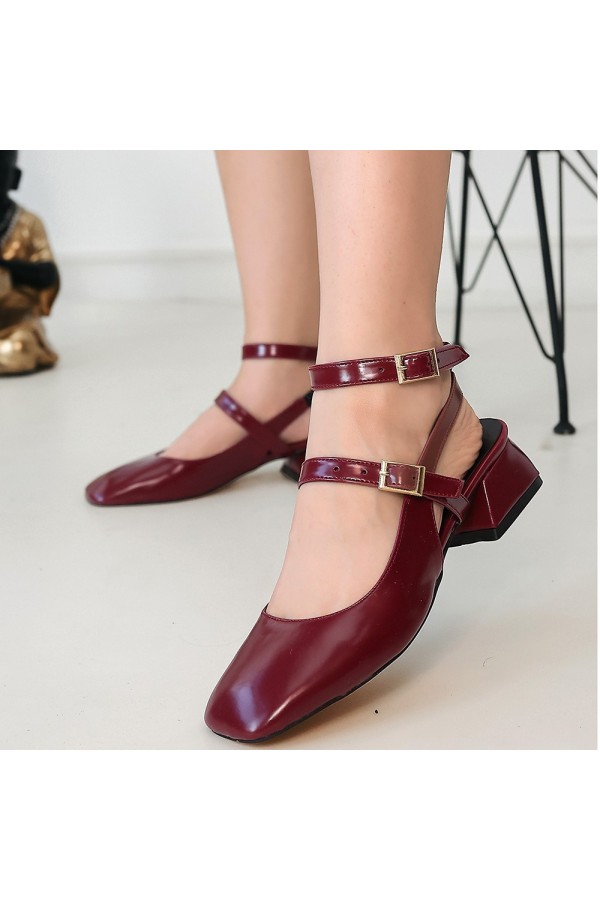 Karmi Plum Leather High-Heeled Shoes