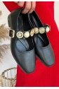 Koope Black Leather Ballet Flats