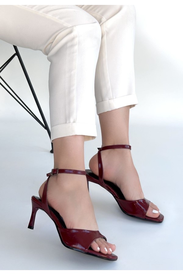 Lenya Burgundy Patent Leather High-Heeled Shoes