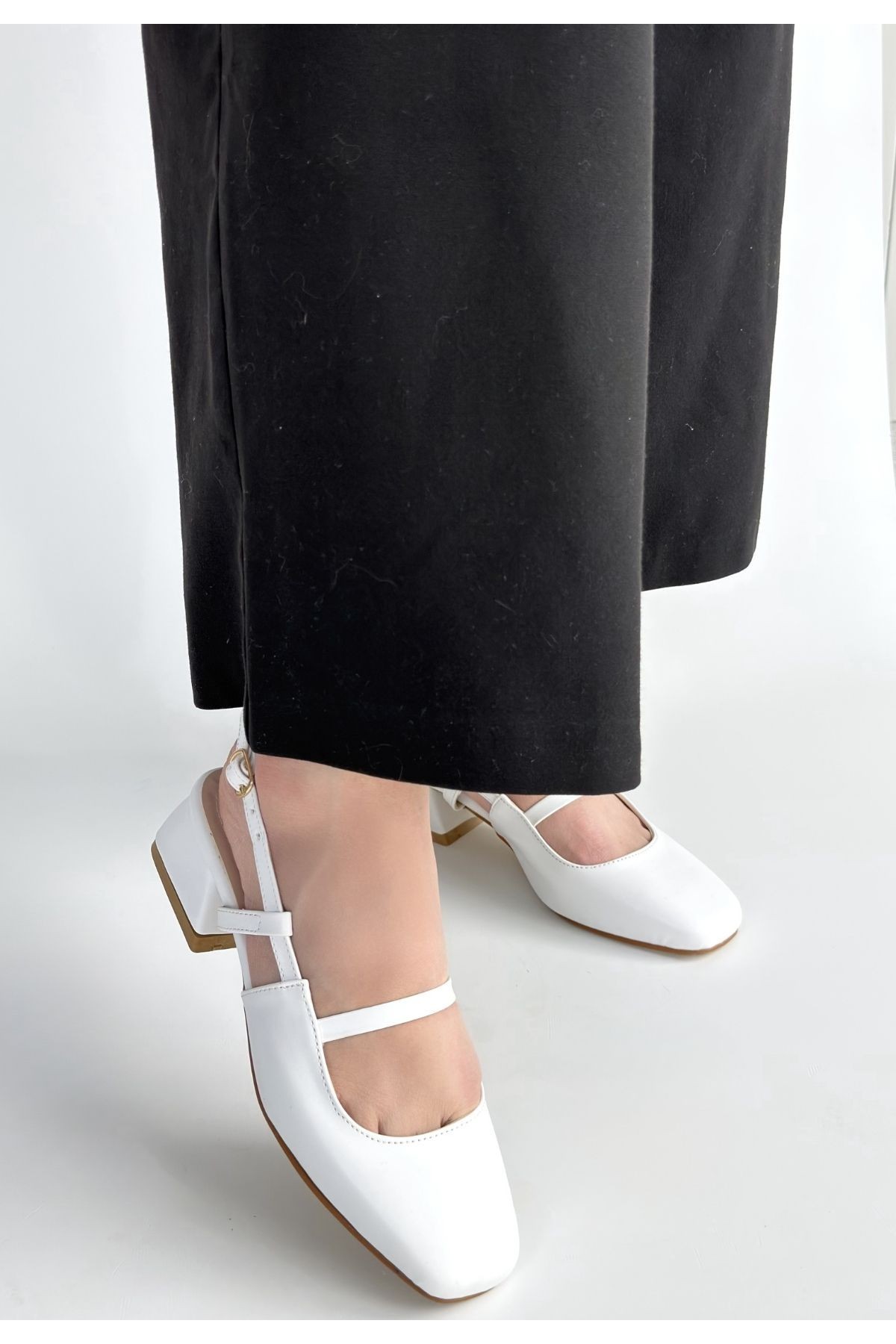 Liva White Leather High Heel Shoes