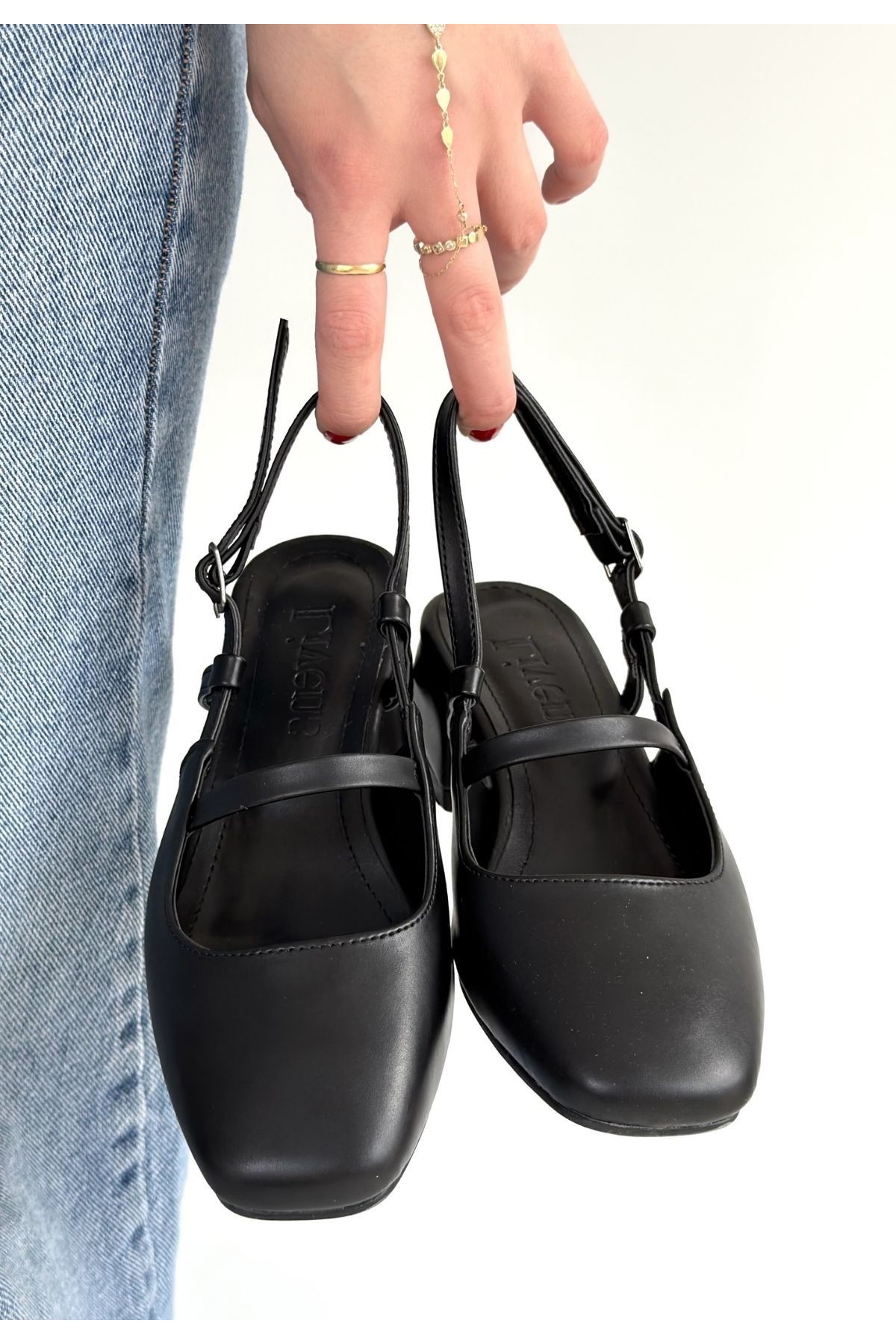Liva Black Leather High Heel Shoes