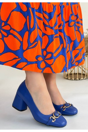 Lucky Mavi Cilt Topuklu Ayakkabı