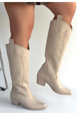 حذاء بكعب من الجلد البيج من Meof