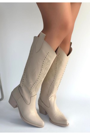 حذاء بكعب من الجلد البيج من Meof