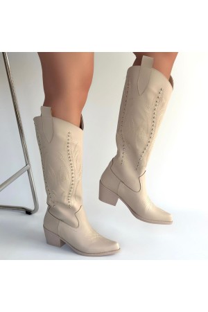 حذاء بكعب من الجلد البيج من Meof