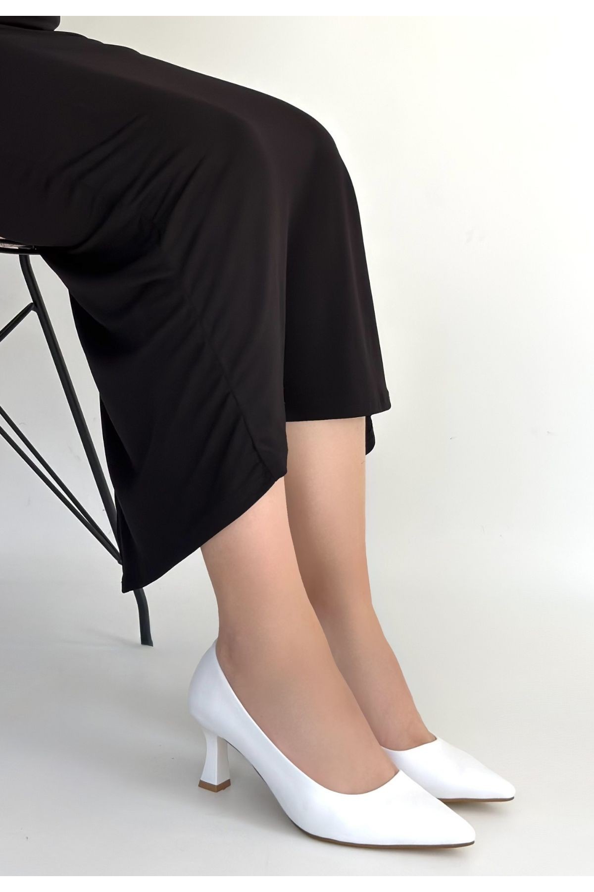 Mirta White Leather High-Heeled Shoes