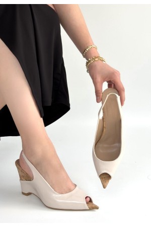 Nemba Bej Rugan Dolgu Topuk Ayakkabı