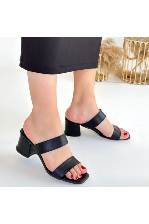 Osper Siyah Cilt Topuklu Terlik