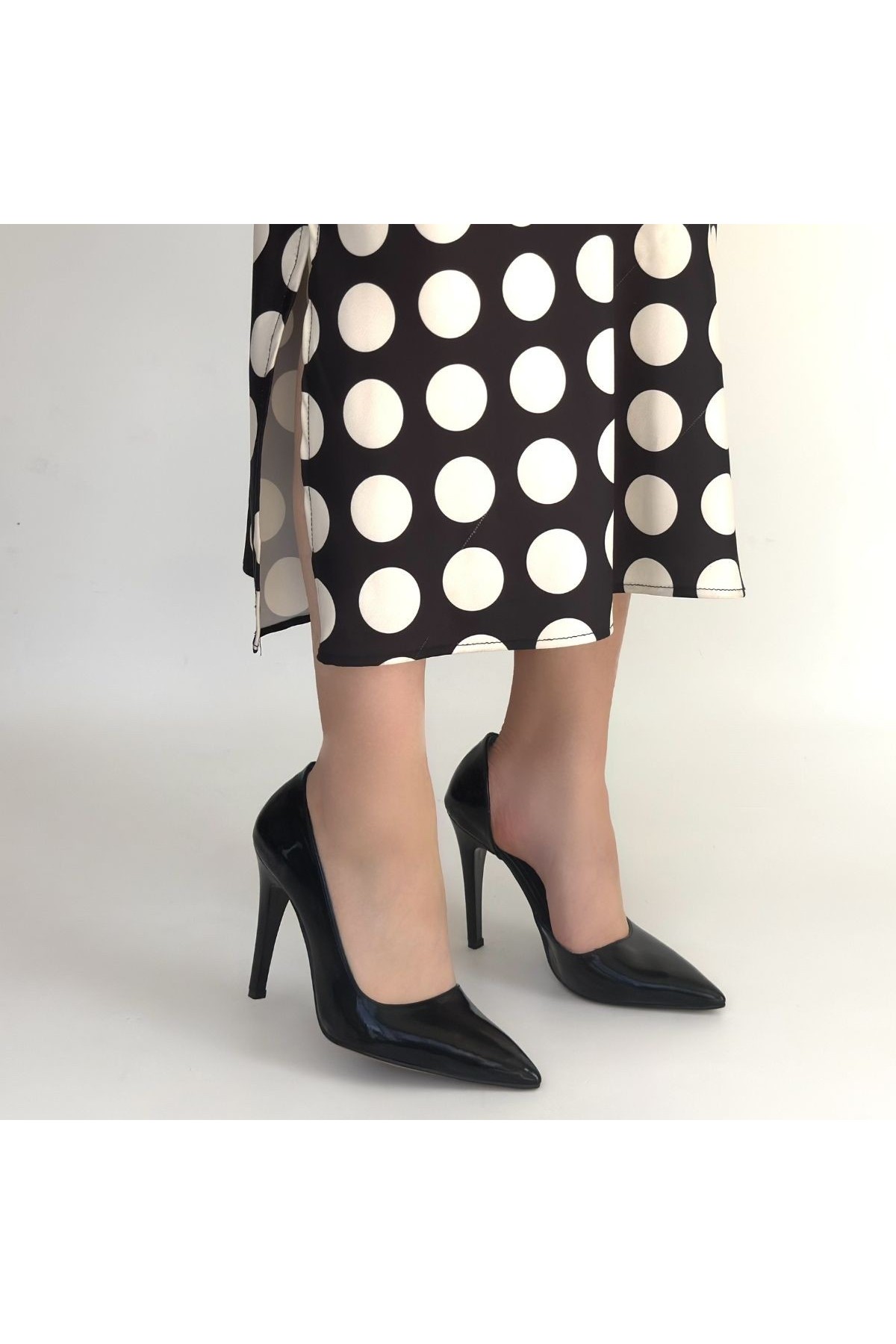 Pley Black Patent Leather Stiletto Shoes detay görseli