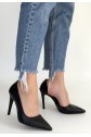 Pley Siyah Cilt Stiletto Ayakkabı