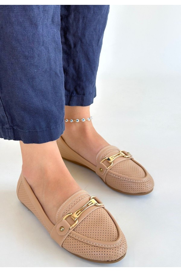 Rain Nude Leather Ballet Flats