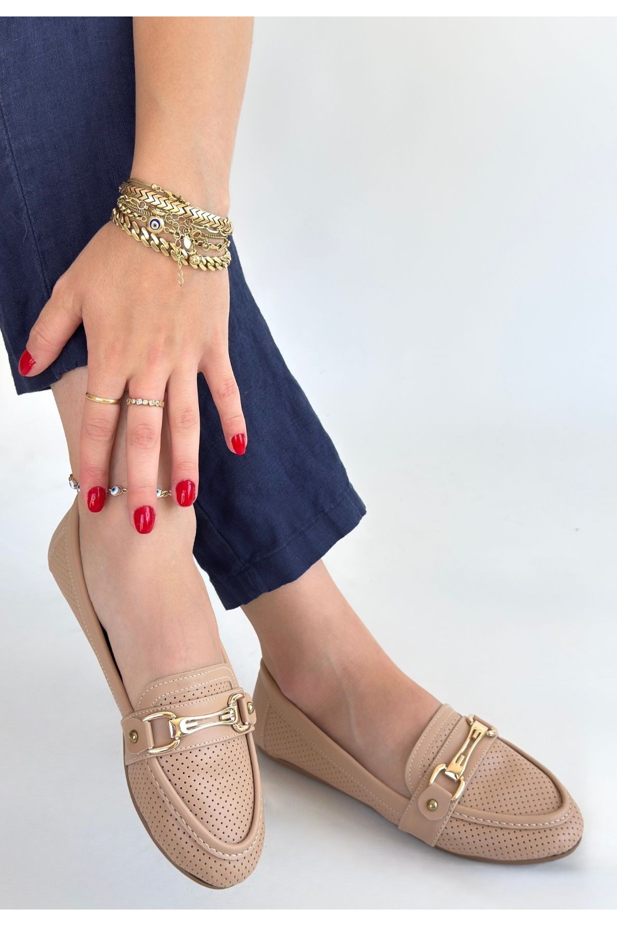 Rain Nude Leather Ballet Flats