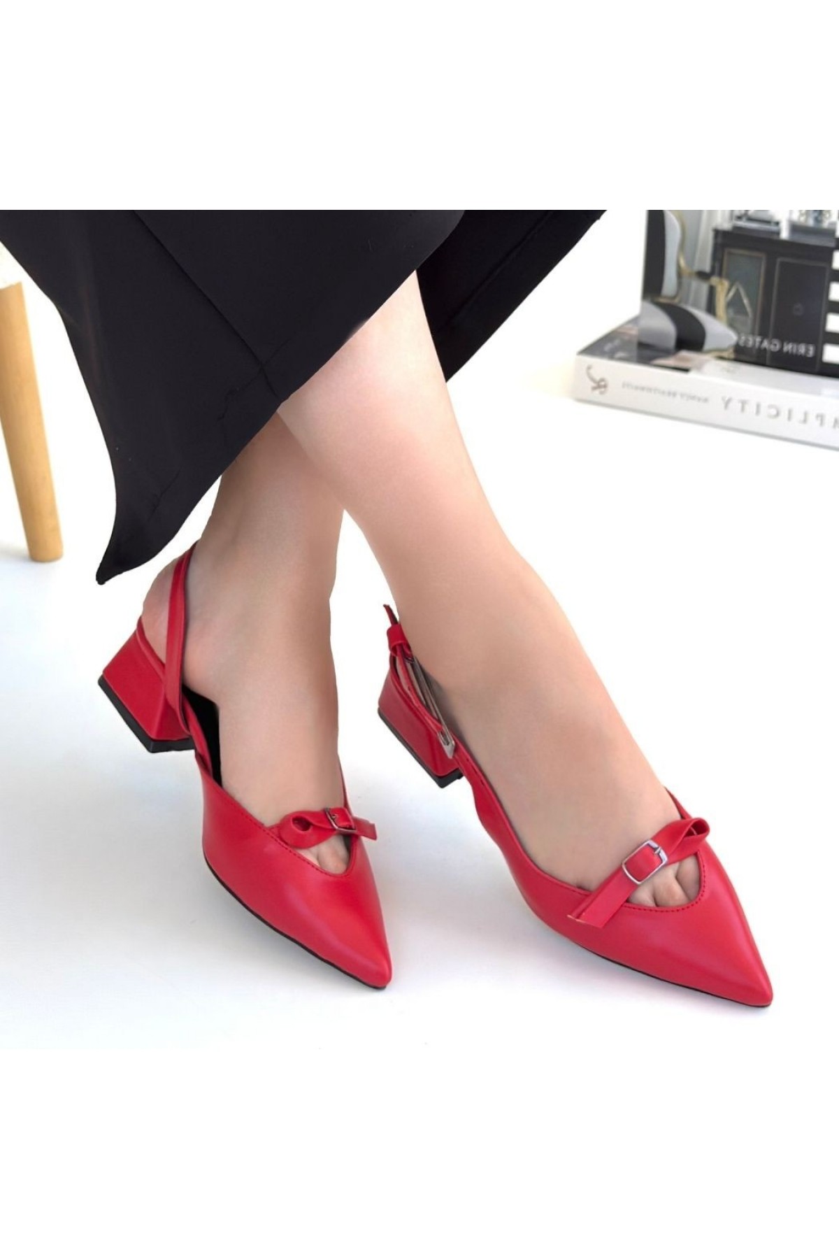 Rewat Kırmızı Cilt Topuklu Ayakkabı detay görseli