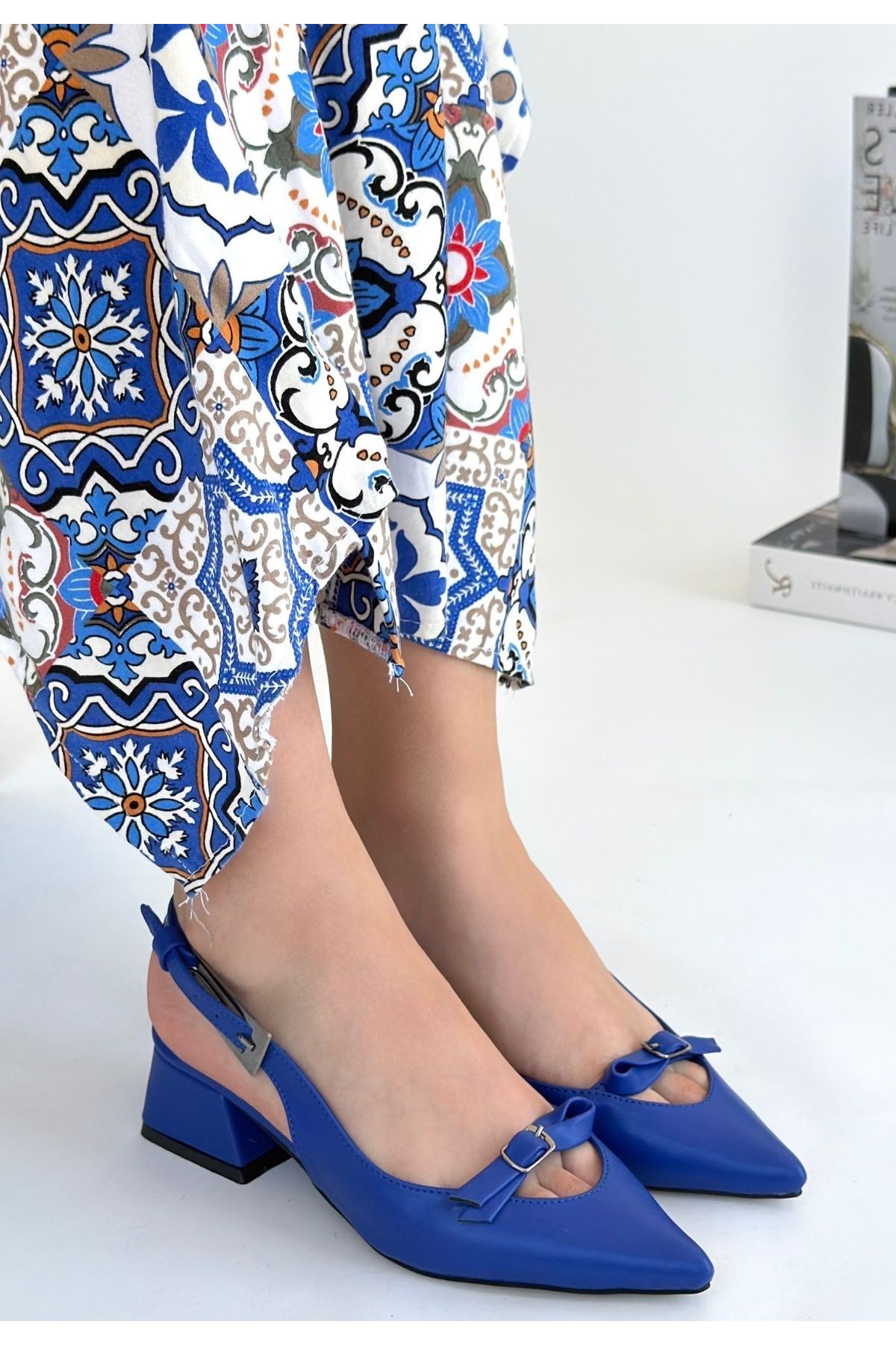 Rewat Blue Leather High Heel Shoes
