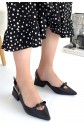 Rewat Black Leather High Heel Shoes