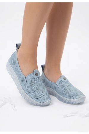 حذاء رياضي من الجلد الأزرق من رينا