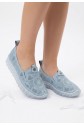 Rinna Blue Leather Sneakers