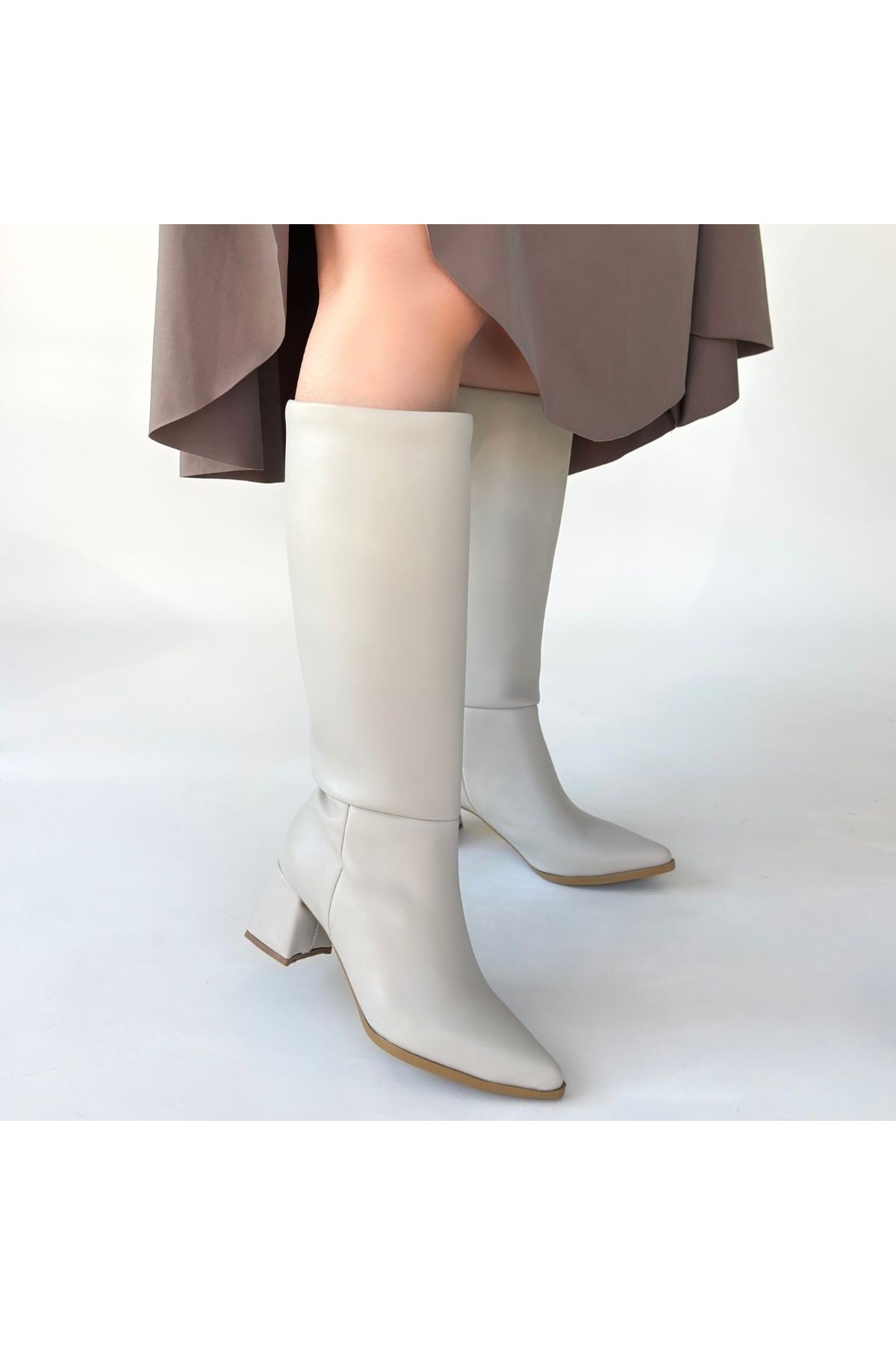 Roksa Ten Leather Heeled Boots detay görseli