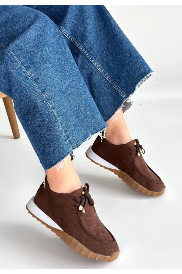 Sier Brown Suede Lace-up Sneakers