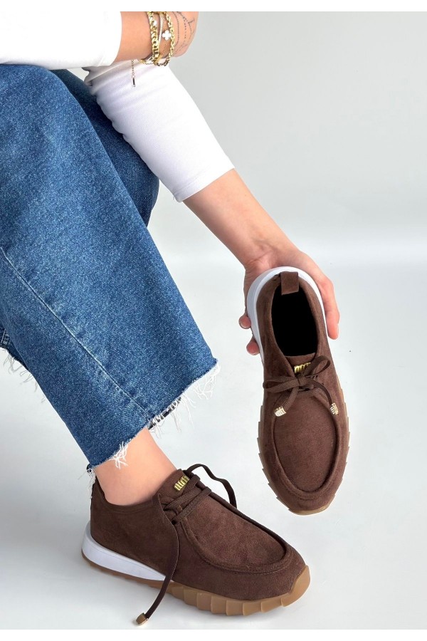 Sier Brown Suede Lace-up Sneakers