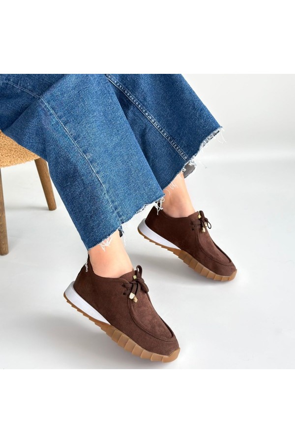 Sier Brown Suede Lace-up Sneakers