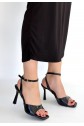 Soha Black Patent Leather High-Heeled Ankle Strap Shoes