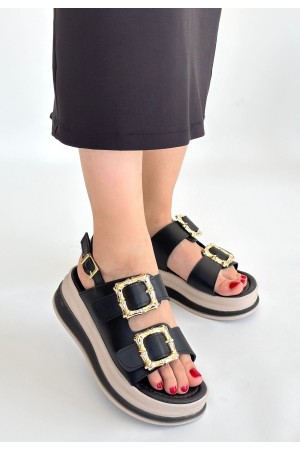 صندل ستان من الجلد الأسود