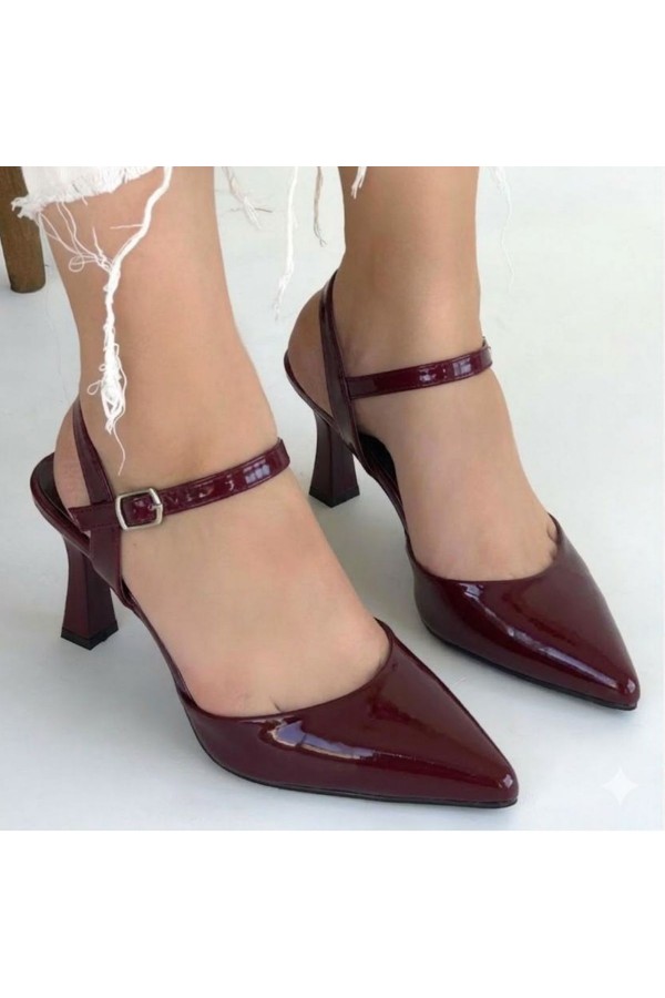 Suden Burgundy Patent Leather High-Heeled Shoes