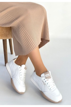 Tawen Beyaz Cilt Bağcıklı Spor Ayakkabı