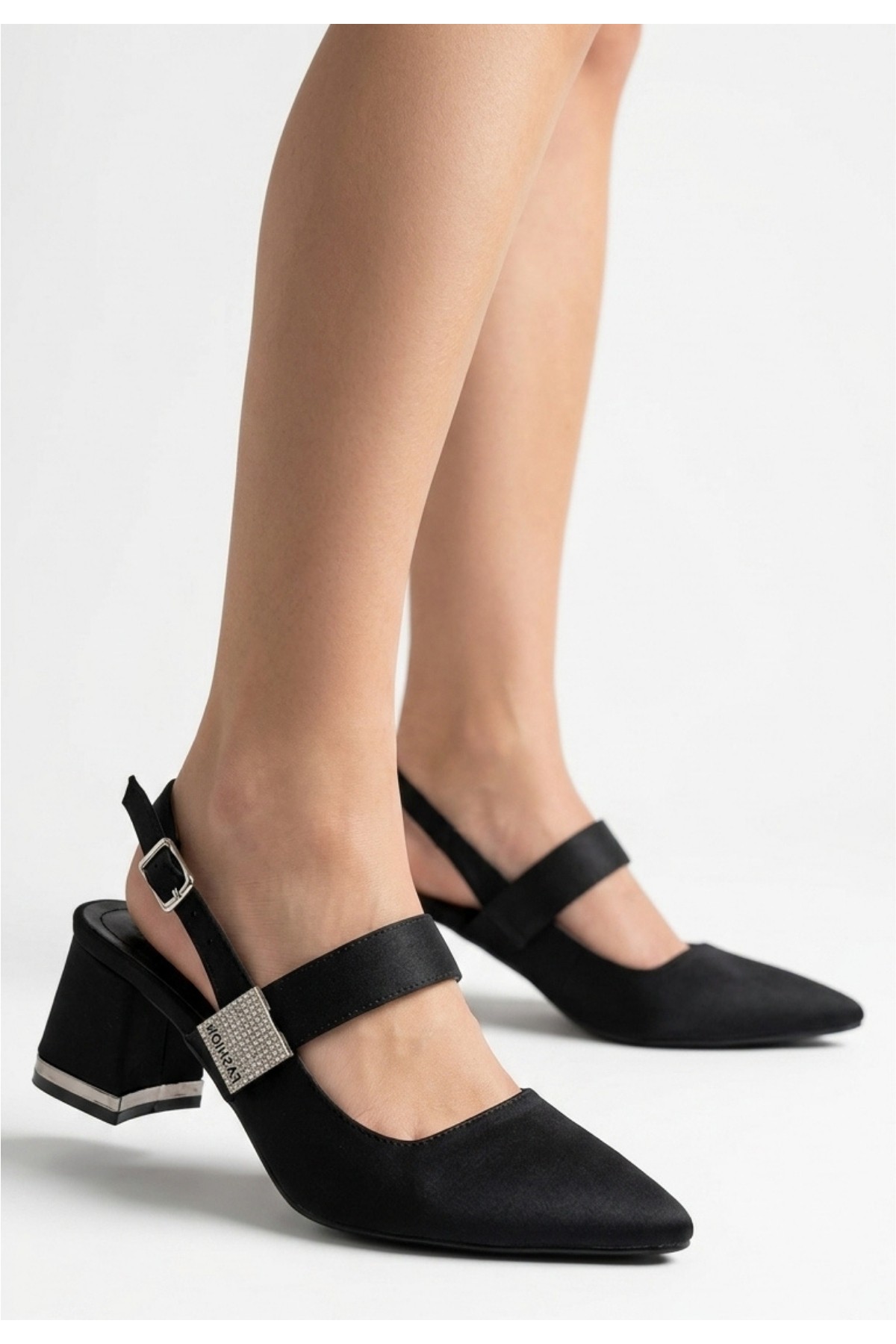 Tonja Black Satin High Heels