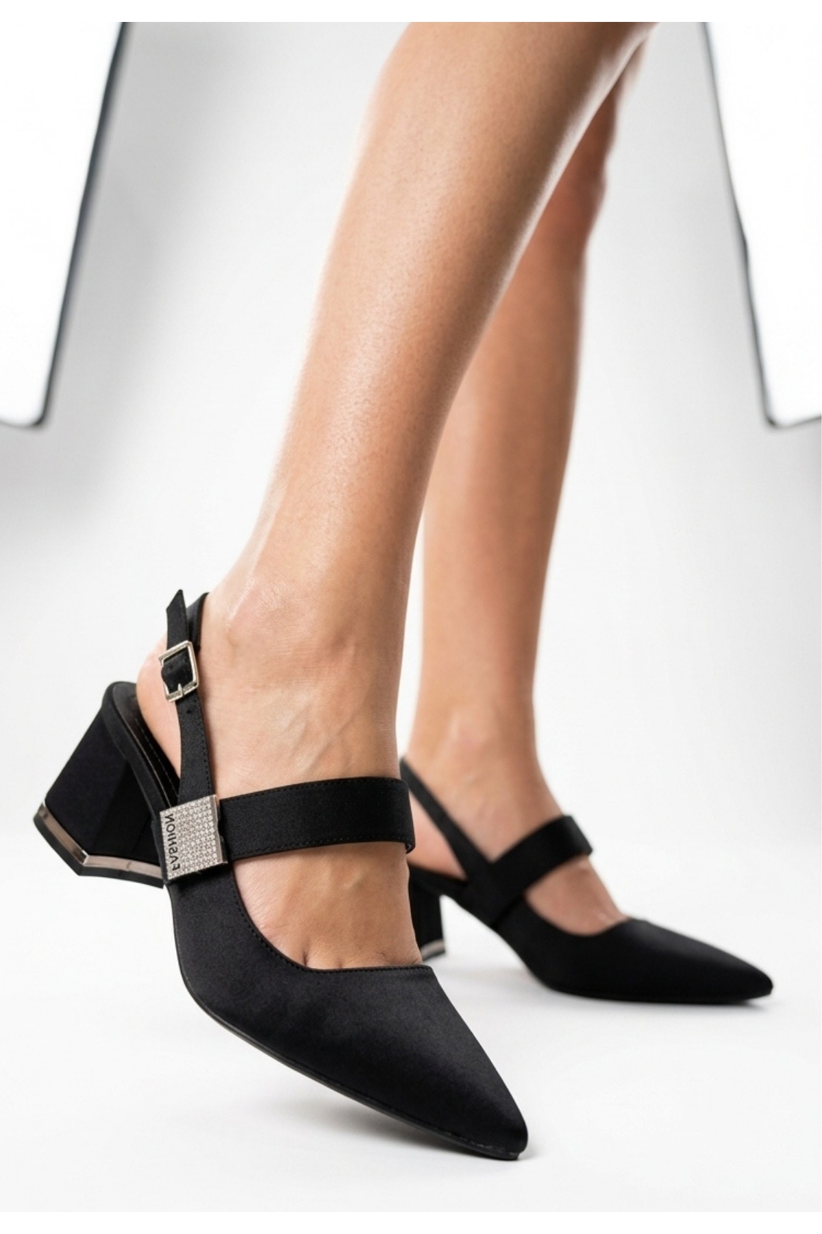 Tonja Black Satin High Heels