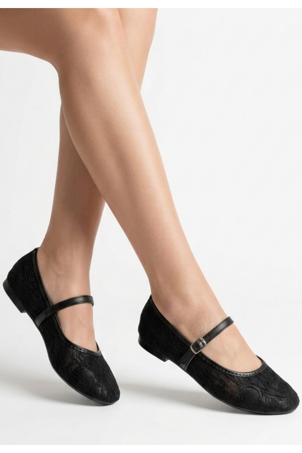 Tuwe Black Tulle Ballet Flats