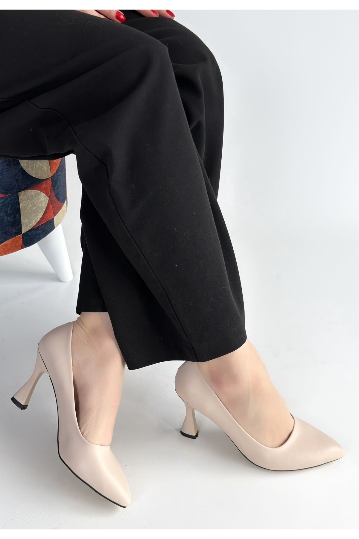 Ulba Beige Leather Stiletto Shoes