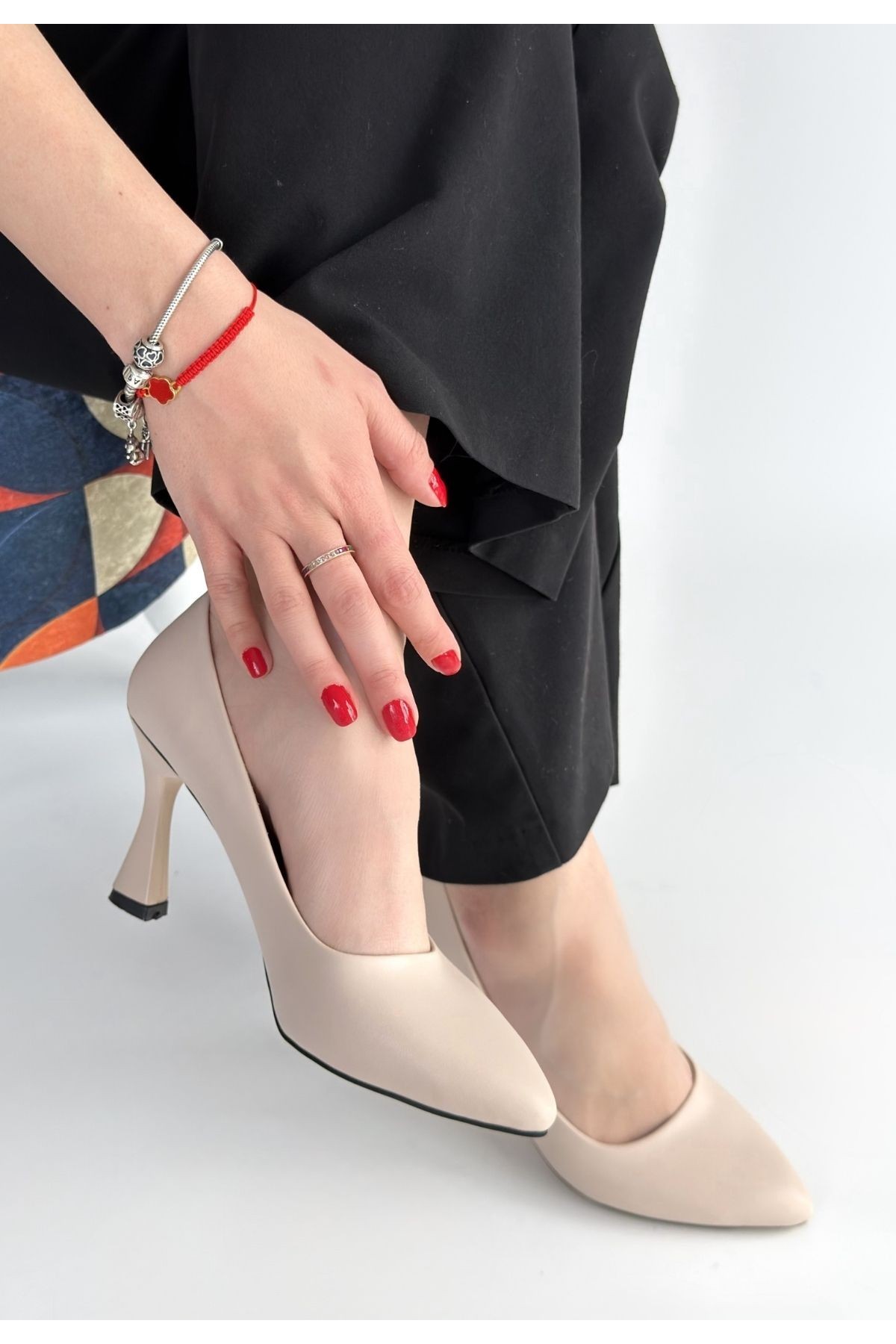 Ulba Beige Leather Stiletto Shoes