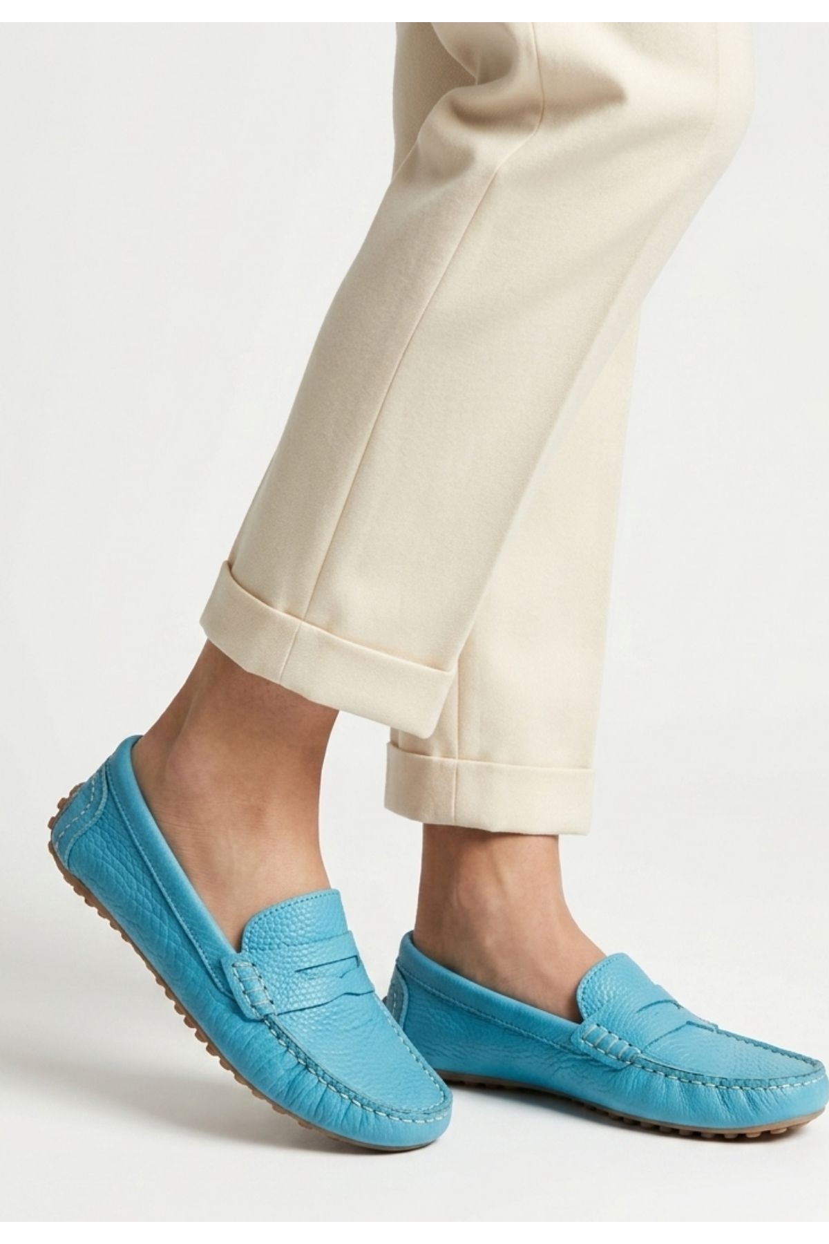 Varli Blue Genuine Leather Ballet Flats