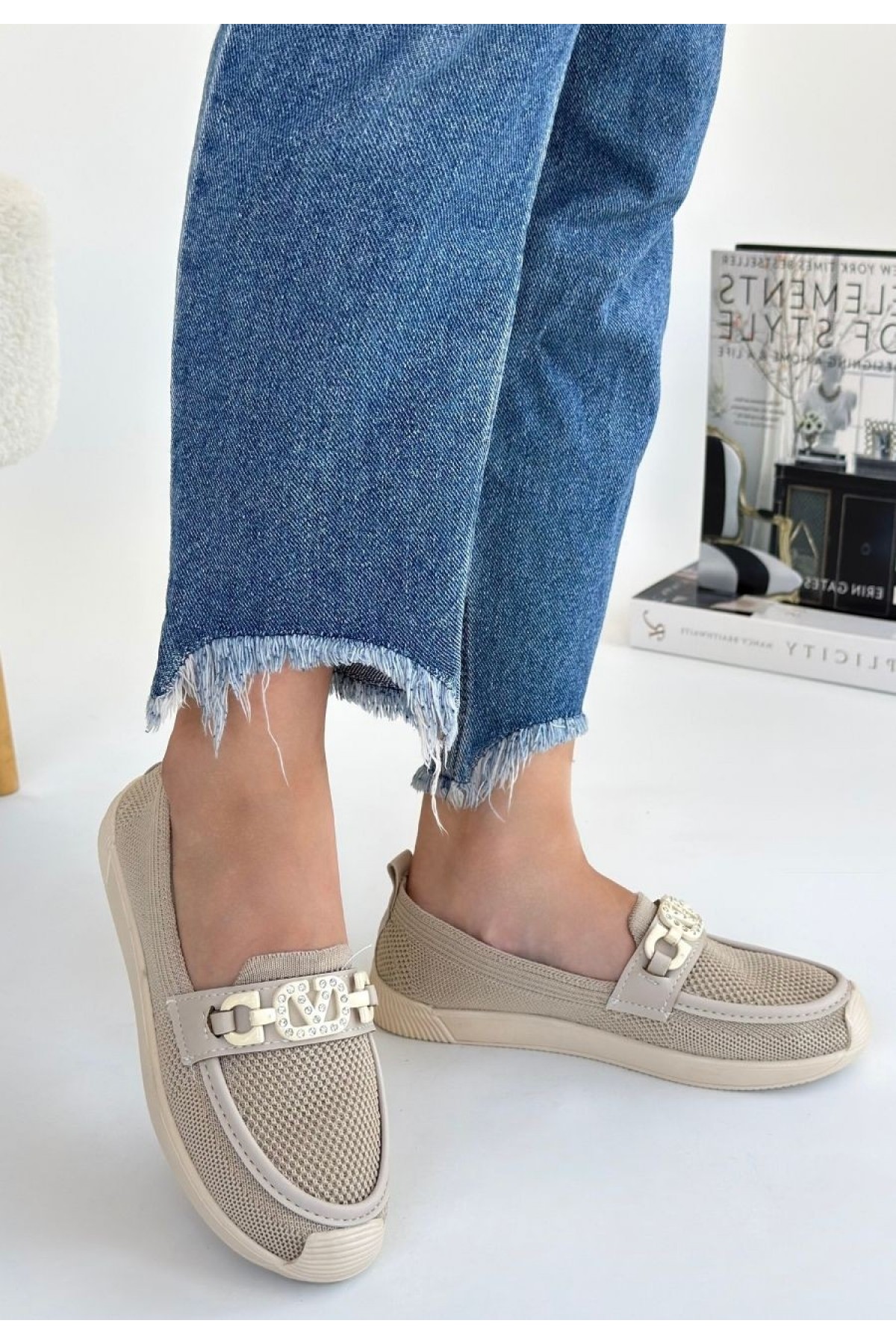 Wata Beige Knitwear Ballet Shoes