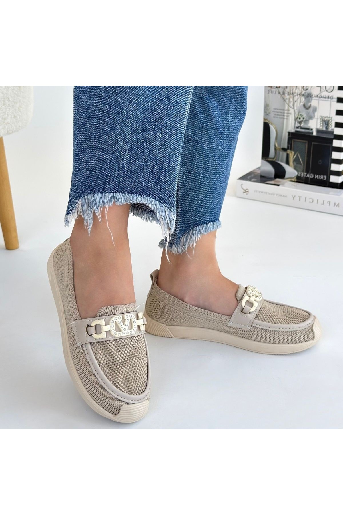 Wata Beige Knitwear Ballet Shoes detay görseli