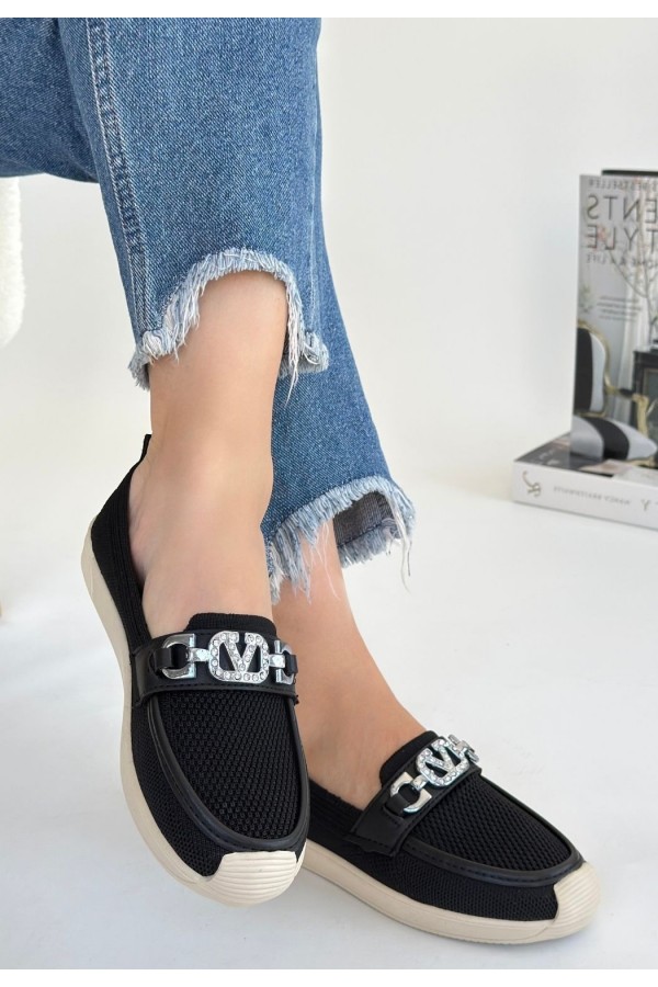 Wata Black Knitted Ballet Flats