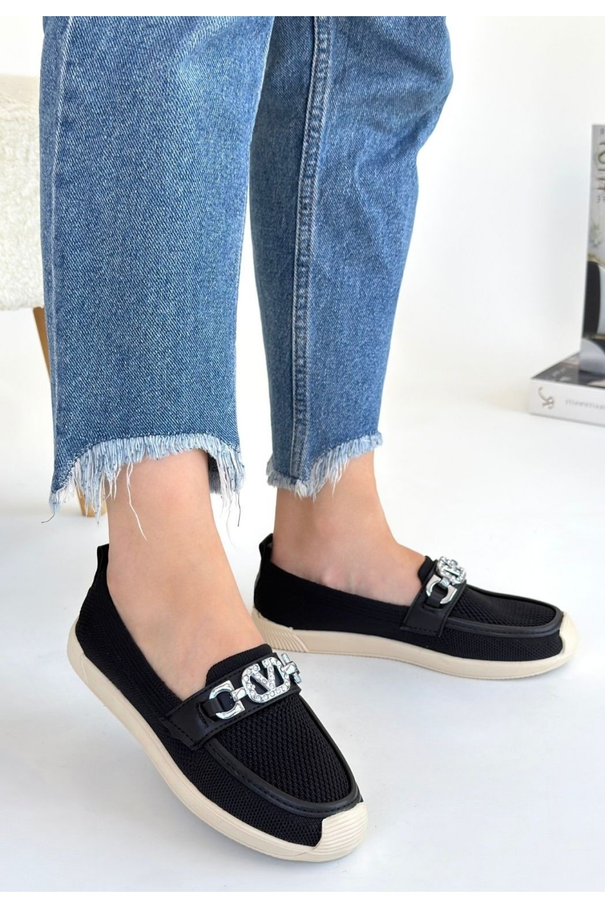 Wata Black Knitted Ballet Flats