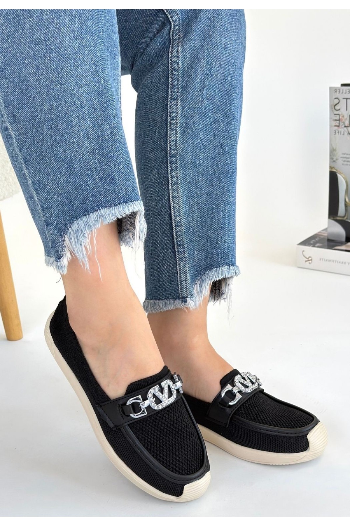 Wata Black Knitted Ballet Flats