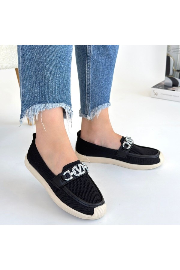 Wata Black Knitted Ballet Flats