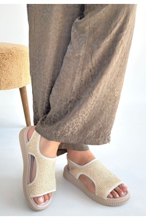 صندل وايي بيج من الجلد المنسوج